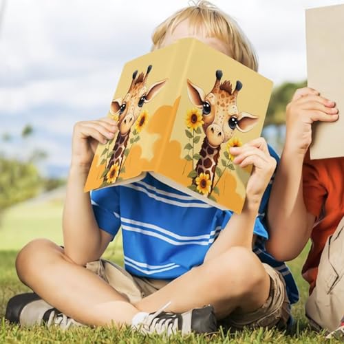 Sunflower Giraffe Book Cover Protector for Girls Book Covers for Soft Cover Books with Ribbon Bookmark Lightweight Book Pouch for Boys Gifts School Supply for Student Yellow3