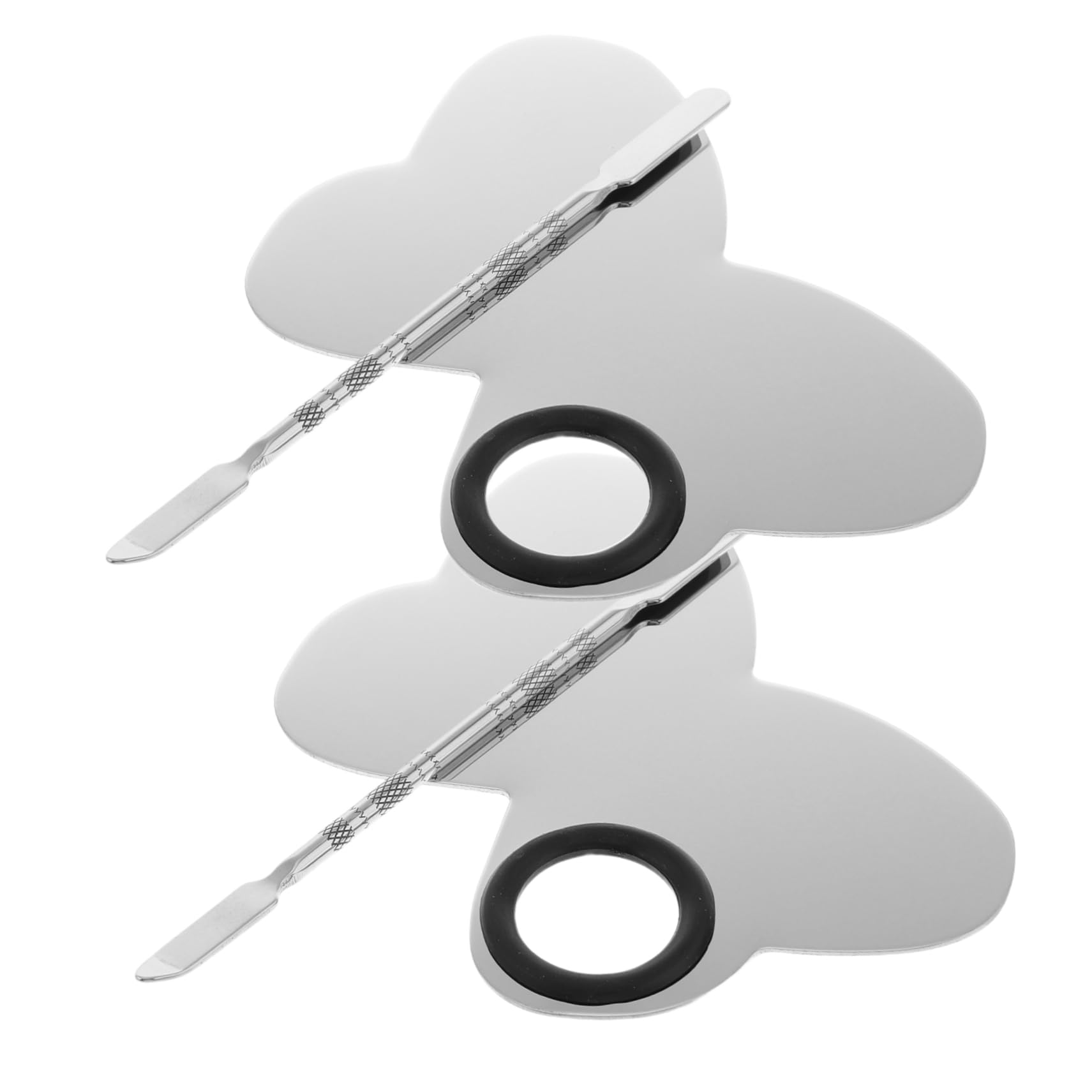 Outanaya 2 Sets Stainless Steel Makeup Palette Cosmetic Mixing Trays with Spatula Tool for Foundation Nail Polish and Watercolor Blending Durable and Portable for Home Travel Use