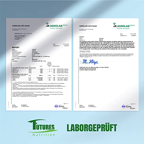 FUTURES NUTRITION 5000 I.E Vitamin D3 K2 Hochdosiert | Vegan | Beste Bioverfügbarkeit mit 99,7+% All-Trans Anteil | Nur 1 Tablette alle 5 Tage | Laborgeprüfte Reinheit | 365 Tabletten 3