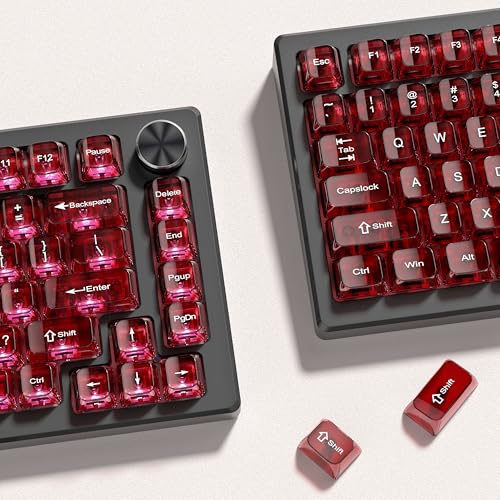 Image of dagaladoo Clear keycaps,Transparent Keyboard keycaps,Jelly Key caps Set,Shine Through keycap，MDA Profile Keyboard caps for Mx Switches Mechanical Keyboard(Dark Red)