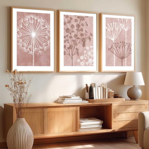 Image of kotart Floral Wall Art Home Decoration | Aesthetic Paintings With Frame For Living Room Bed Room Hotel Wall Decor Digital Reprint Set of 3 (35x37 Inch)