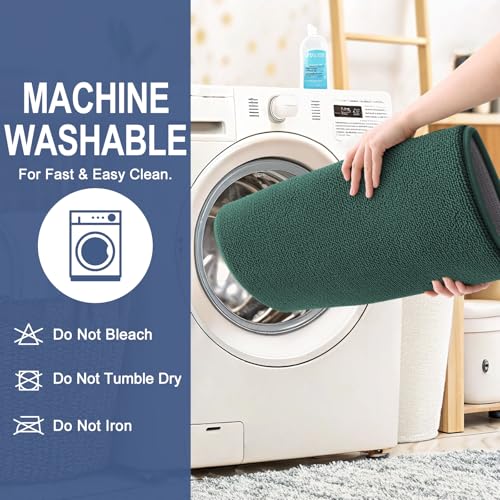 Image of OLANLY Thick Memory Foam Bath Mat Rug 30x20, Extra Soft Absorbent Bathroom Rug, Quick Dry Bath Mats, Non-Slip, Washable Carpet for Bathroom, Tub and Shower, Home Decor Accessories, Blackish Green