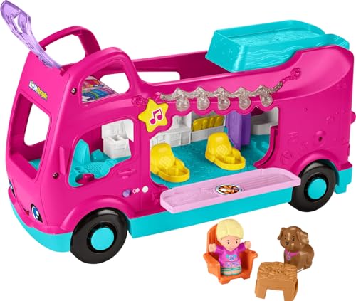 Fisher-Price Little People Toddler Toy Barbie Little Dreamcamper RV Playset with Music Lights & 2 Figures for Ages 18+ Months, Multilanguage Version