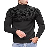 Uomo Maglione Camicia Stampa Maniche Lunghe Tinta Unita Collo Alto Senza Cappuccio Maschio Felpa, grigio., XL
