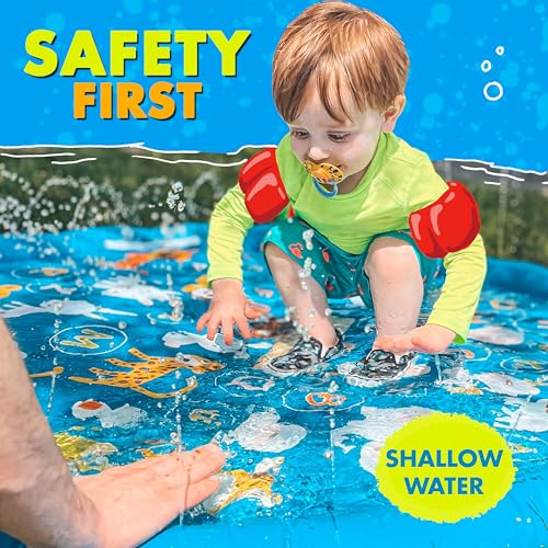 Image of SplashEZ 3-in-1 Splash Pad, Sprinkler for Kids & Baby Pool for Learning - Toddler Sprinkler Pool, 60'' Outside Water Toys - inchfrom A to Z inch Outdoor Play Mat for Babies & Toddlers
