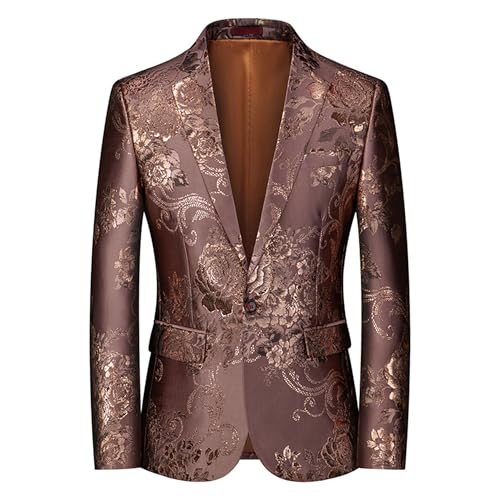 Mens Button Notched Lapel Dress Jacket Floral Slim Fit Stylish Blazer Party Wedding Prom Suit Jackets