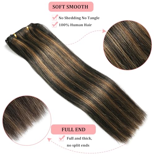 Mesariel HAIR EXTENSIONS Real Human Hair, Remy Human Hair Clip In Extensions Double Weft Seamless Clip Ins Hair Extension thumb #4