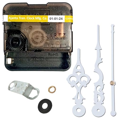 Image of Ajanta Mfg. Ormove Quartz Battery Operated Plastic Ticking Wall Clock Machine with Antique Needle Hands for Wall Clock (55 x 55 x 16mm) (White)
