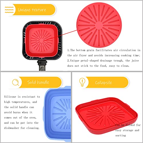 Panier de cuisson carré en silicone réutilisable et pliable : lot épais