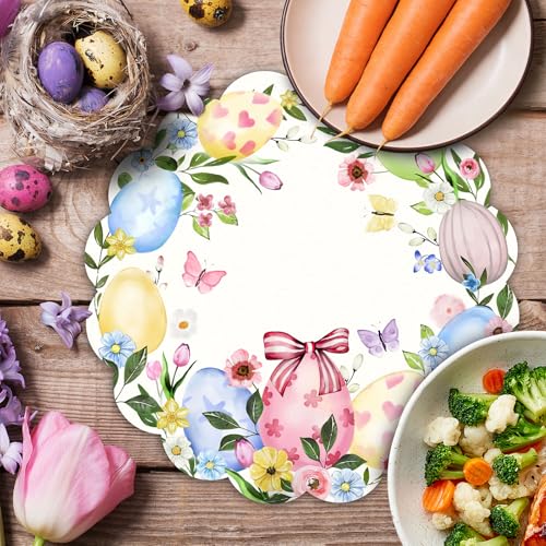 Set de table jetable papier 34 cm avec lapins et œufs colorés - 4