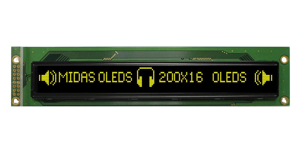 OLED-Modul, COB, Parallel, 200 x 16 Pixel, grafische OLED-Displays, 1 Stück | MCOB200016AV-YP