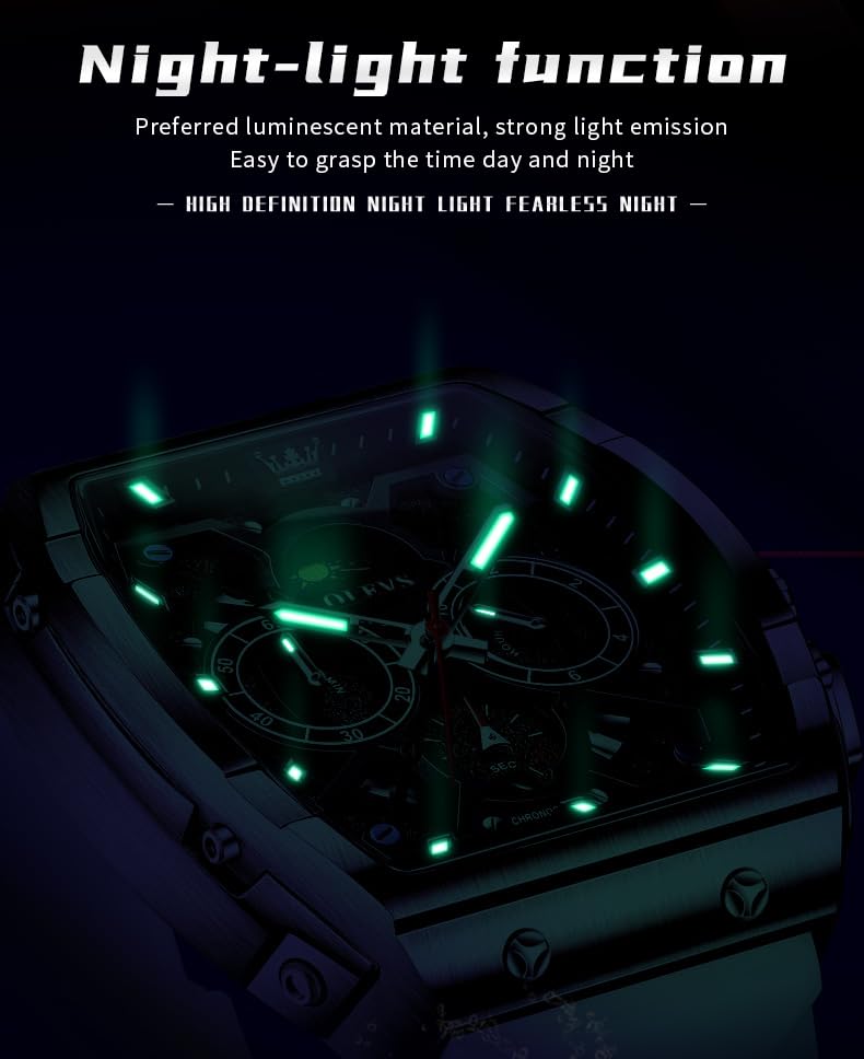 Image of OLEVS Mens Watches Stylish Chronograph Waterproof Luminous Silicon Strap Multifunction Watches for Men Business Men Wrist Watch