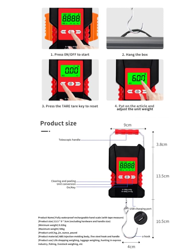 WH-A28 Waterproof Digital Electronic Fishing Scales 50kg/5g Portable Hanging Hook Scale Electronic Scale