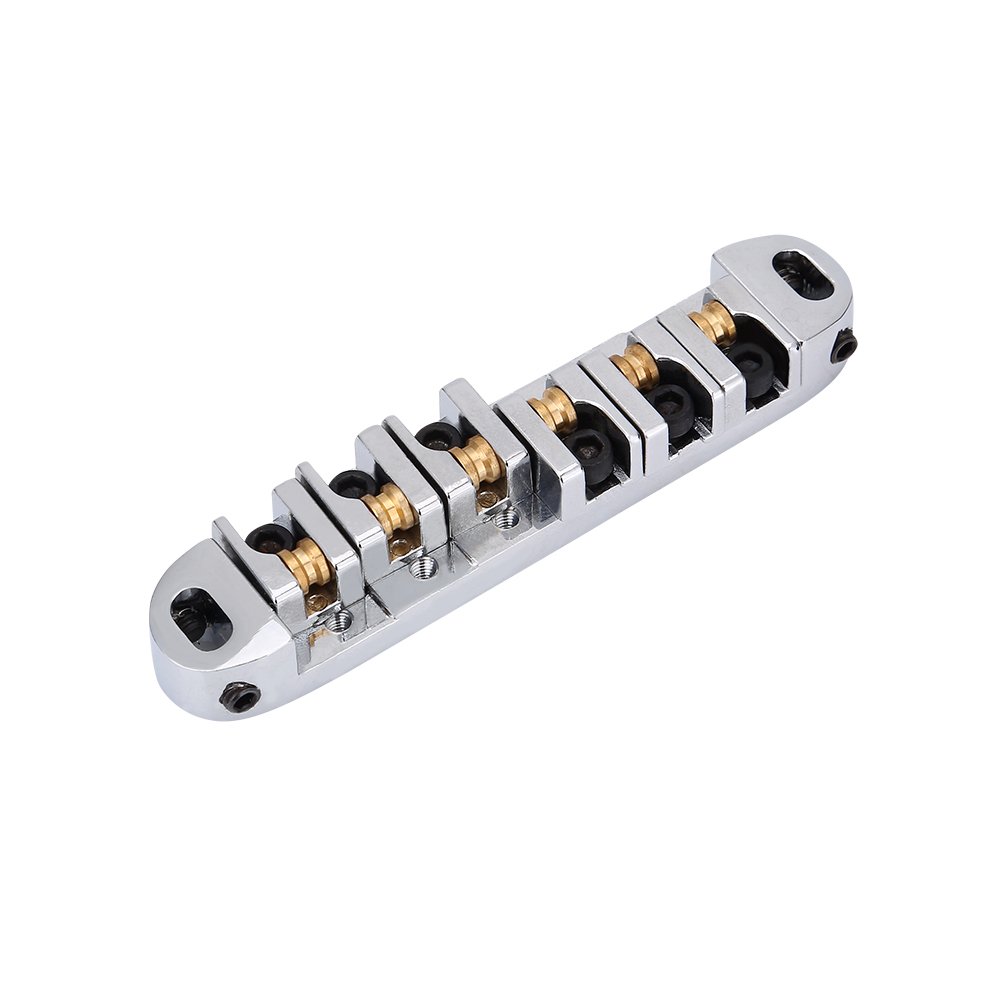 Wilkinson Locking Roller Bridge Tune O Matic Alloy 1 Set Alloy Roller Saddle Bridge Replacement Part For Style 6 String Electric Guitar(Silver)