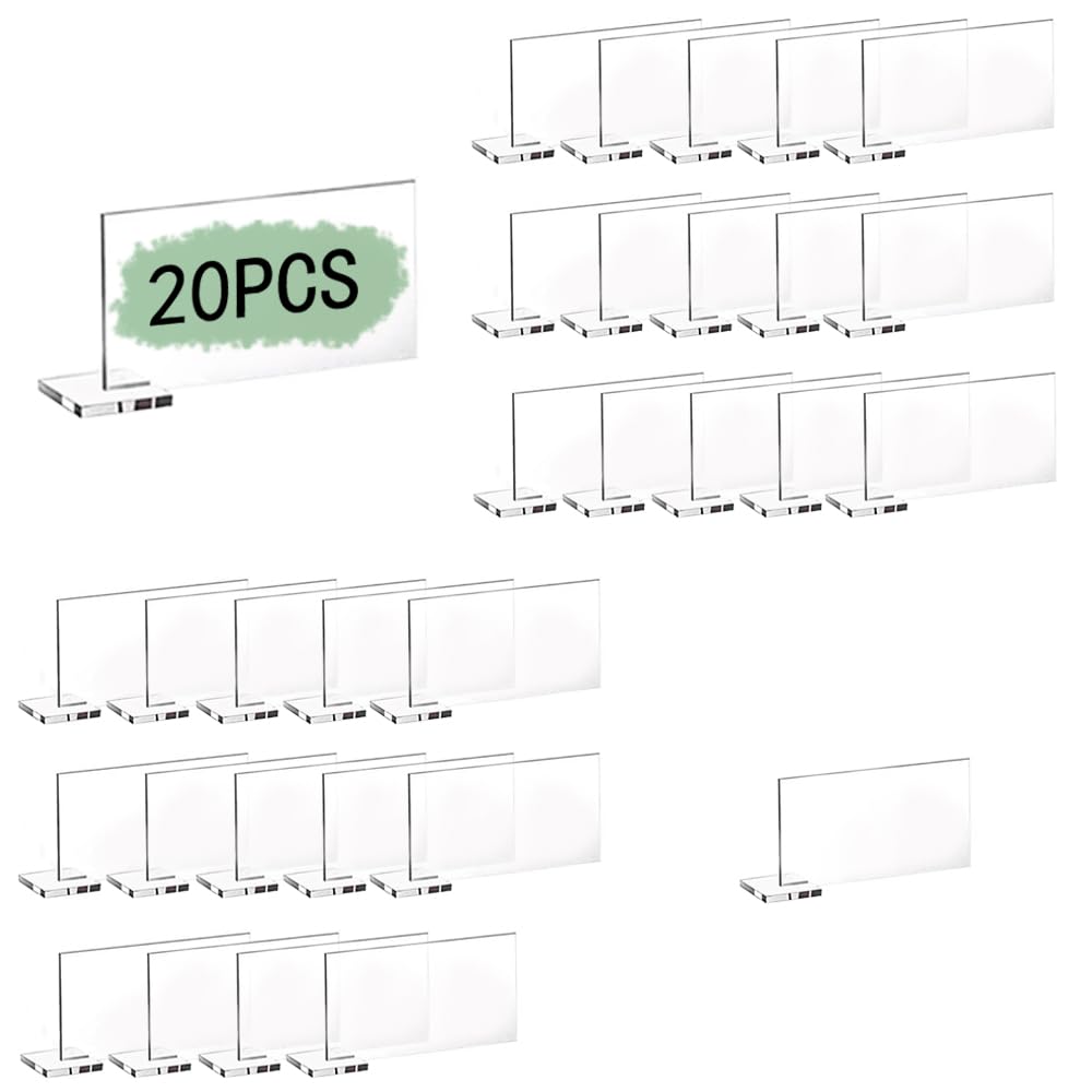 Panneaux Numérotés Acrylique 20 Numéros Table Mariage Acrylique Transparent - 17,7x12,1cm Avec Support - Sourcing Map Numéro De Table