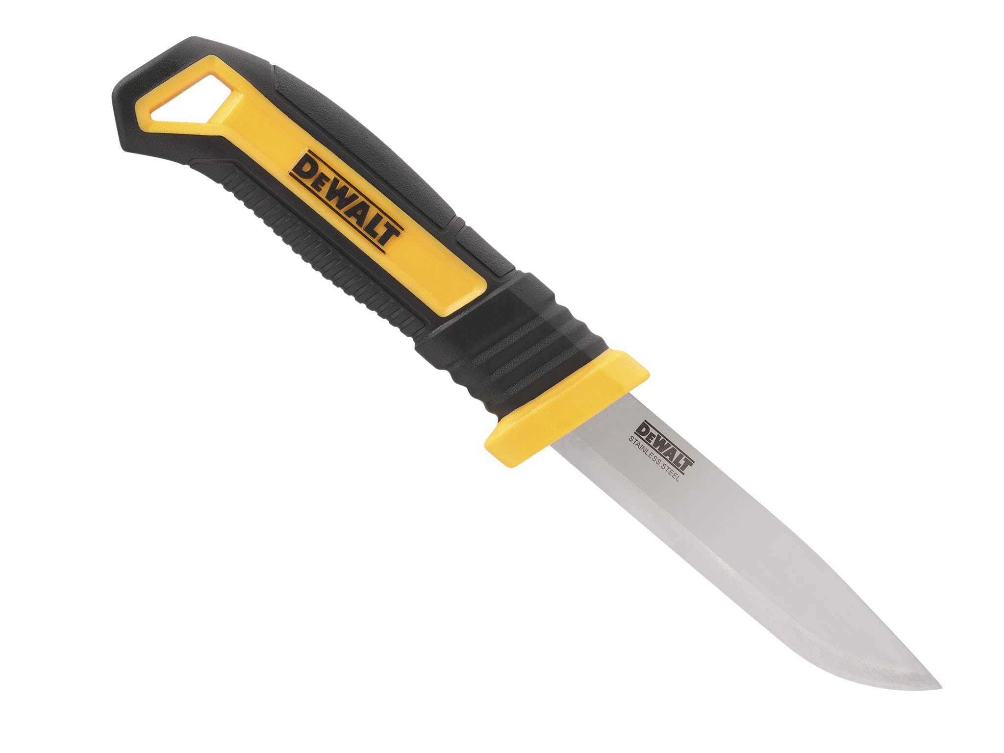 DEWALT Couteau artisanal à lame fixe, livré avec un étui en plastique pour un rangement et un transport sûrs.