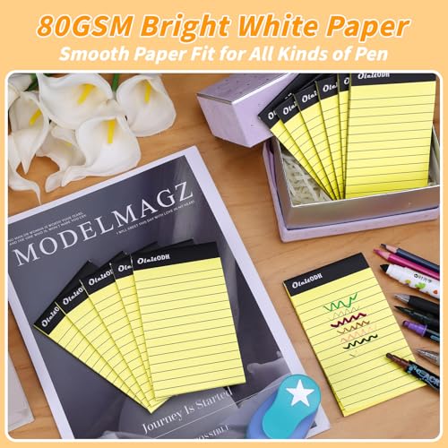 Image of Oleitodh 48 Pack 3 x 5 Inch Notepads Yellow Memo Pads Writing Pads | Perforated Lined Pages with 30 Sheets Each, Small Note Pads for Office, School and Home; Pocket Memo Pads for Lists and Notes