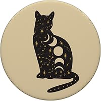 Vista 3 de PopSockets PopSockets intercambiables PopGrip con diseño de gato místico negro