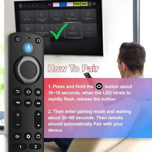 Image of Replacement Voice Remote Control Fit for Fireseries TV Cube, TV Stick (Lite, 4K Max, 4K, HD), Smart TV (3rd Gen), for Omni Series, Insignia /Toshiba /Pioneer /Hisense Smart TVs