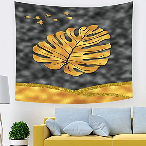 Tapiz de pared de poliéster KnSam con diseño decorativo gris y dorado de 150x130cm 5