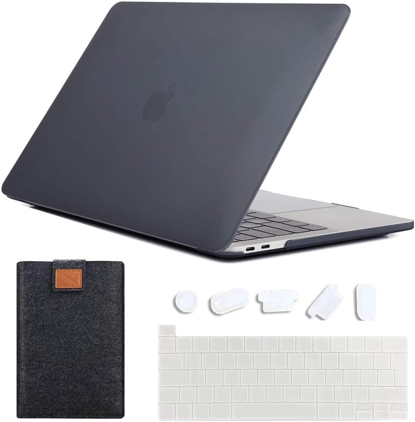 MAITTAO 4 in 1 MacBook Pro 13 inch Case 2020 Release Model M1 A2338 A2289 A2251, Touch Plastic Hard Shell Case & Laptop Sleeve & Keyboard Cover & Dust Plug for Mac Pro 13 Inch Touch Bar, Black