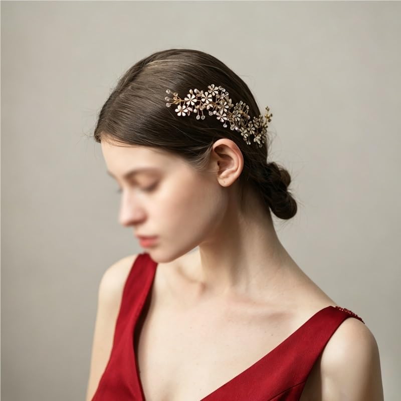 Floral Bridal Hair Comb with Freshwater Pearls image 4
