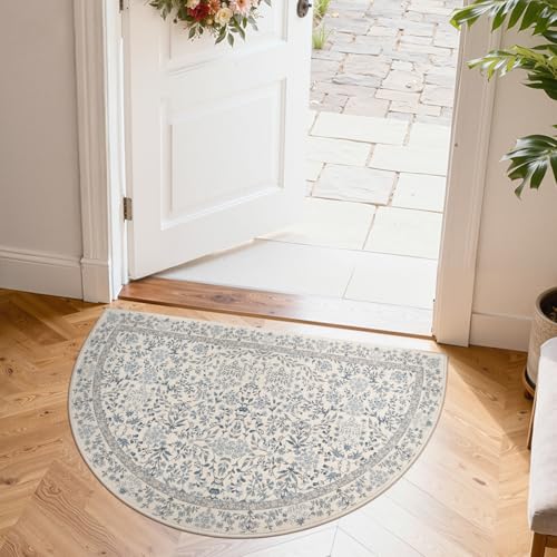 jinchan Zenith Blue Floral Area Rug for Entryway 2x3 Vintage