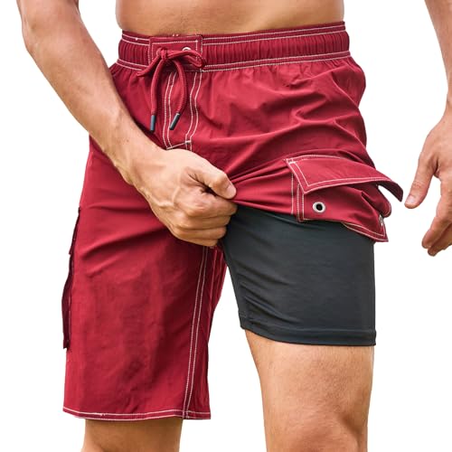 Men's Swim Trunks, surf Shorts, Quick-Drying Men's Swim Trunks with Compression Padding, Swimwear with Side Pockets