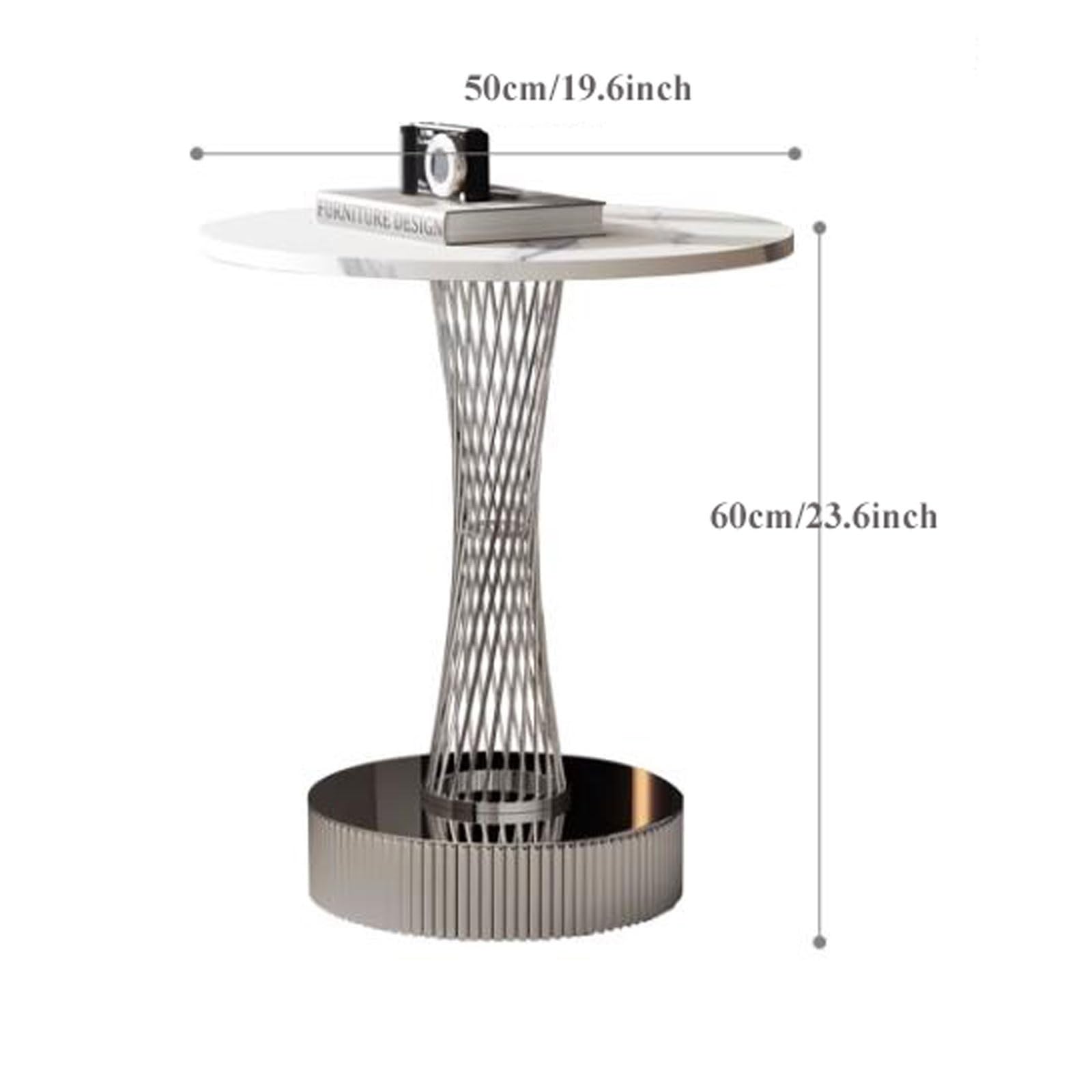 Sofa Small End Table with Metal Base, Small Side Table for Small Spaces, Small Nightstand Bedside Table, Small Round Edge Tables Bedroom, Small Coffee Table End Tables Living Room Meeting Room, Small