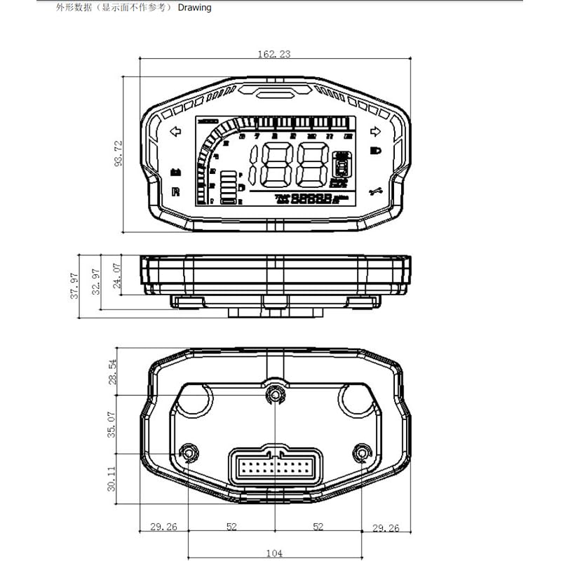 Electric Scooter Moped Adjustable 061-LIN CAN Bus Communication DKD Speedometer 48V-84V LCD Instrument Speed Display for VOTOL Controller and Fardriver Controller