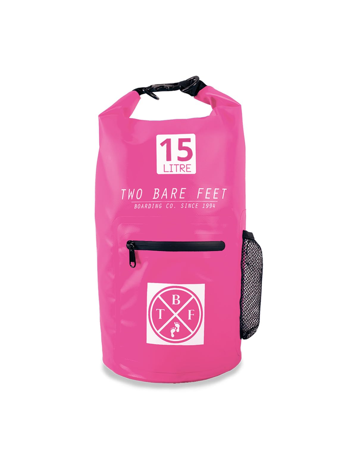 Two Bare Feet Waterproof Dry Bag - Lightweight Roll Top Sack for Swimming, Kayaking, Paddleboarding, Hiking, Camping & Beach - Keep Gear Dry & Safe (Pink, 15L)