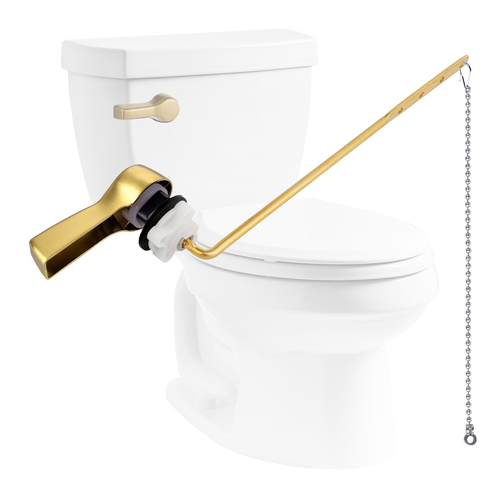 Hibbent Universal Metal Front Mount Flush Toilet Handle Kit, Brushed Gold
