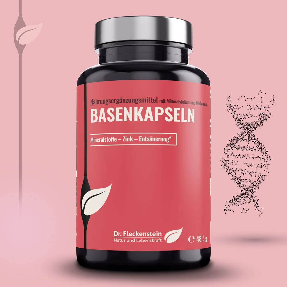 Dr.Fleckenstein Basenkapseln, magensaftstabile Kapseln mit Carbonaten & Mineralien (Mg, Ca, Zn, Fe, Cu, Mn), vegan & ohne Natrium, Nahrungsergänzungsmittel