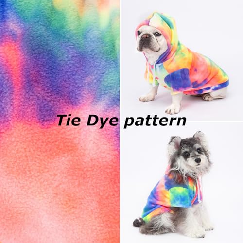 Dog Hoodie Tie Dye Dog Sweatshirt Chic Winter Clothes Ultra-Soft Warm Sweaters for Small Medium Dogs Fashion Pet Clothes for Dogs (Multicolor, M (Back: 12.99",Chest: 17.71", Neck: 14.96")) - Image 5