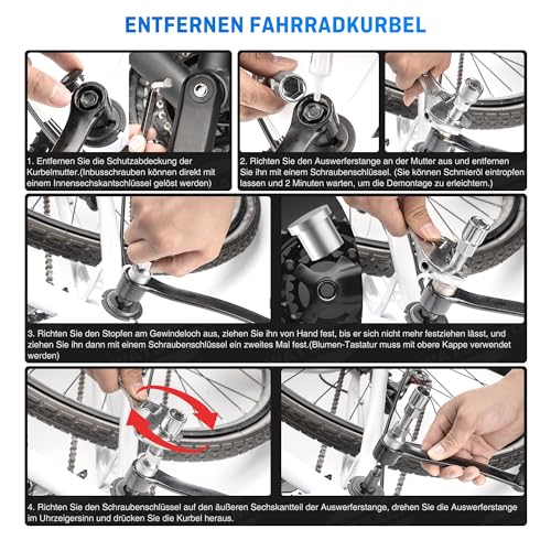 WATSABRO Kurbelabzieher Fahrrad 14mm Schlüssel Universal Tretlager Werkzeug – Ansicht 6