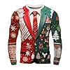 Ugly Christmas Men Crewneck Sweatshirt Funny 3D Suit Print Sweatshirts Xmas Graphic Sweater Holiday Pullover Shirt Top