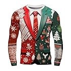 Ugly Christmas Men Crewneck Sweatshirt Funny 3D Suit Print Sweatshirts Xmas Graphic Sweater Holiday Pullover Shirt Top