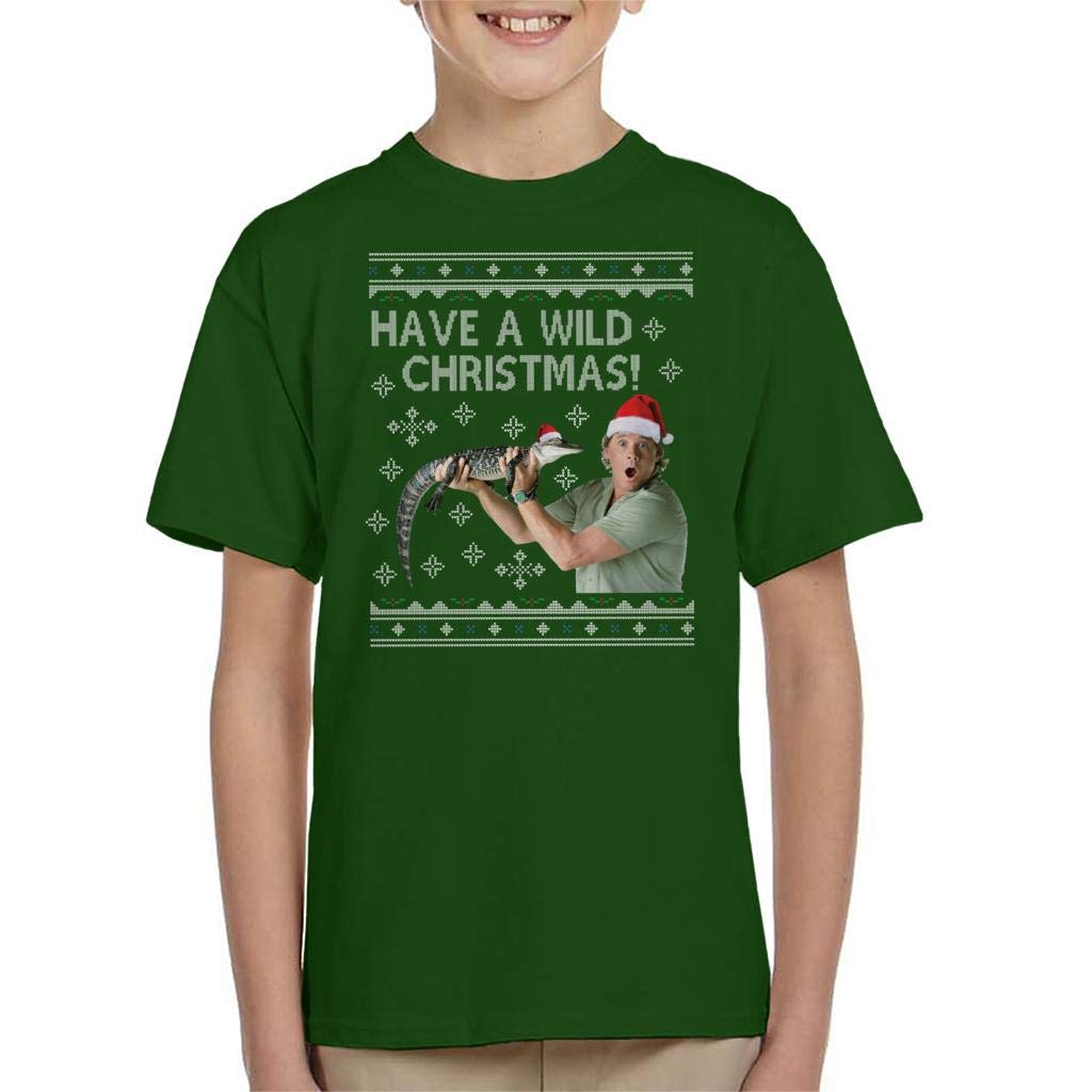 Cloud City 7 Bottle Green Steve Irwin Have A Wild Christmas Kid's T-Shirt