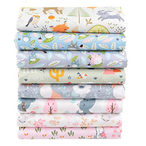 8 Piezas 40 cm x 50 cm Estampado de Dibujos Animados algodón Tela Paquetes precortados Cuadrados Quilting Tela Quarter Tela Bundle