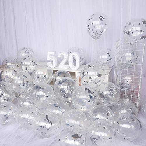 Image of Party Balloons 12inch 50 Pcs Latex Confetti Balloons Birthday Balloons Party Decoration Wedding Baby Shower Christmas Party-Confetti Silver