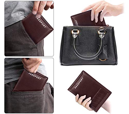 Image of Storite Brown Leather Passport Cover for Men & Women (14 x 9.5cm)