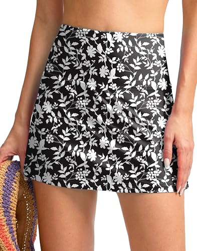 Image of SANTINY Women's High Waisted Swim Skirt with Pocket Tummy Control Tankini Swimsuit Bathing Suit Bottoms for Women