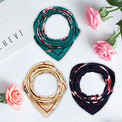 3 Pcs Silk Scarf: Satin, Head, Hair, Neck Scarf & Silk Bandana for Women4