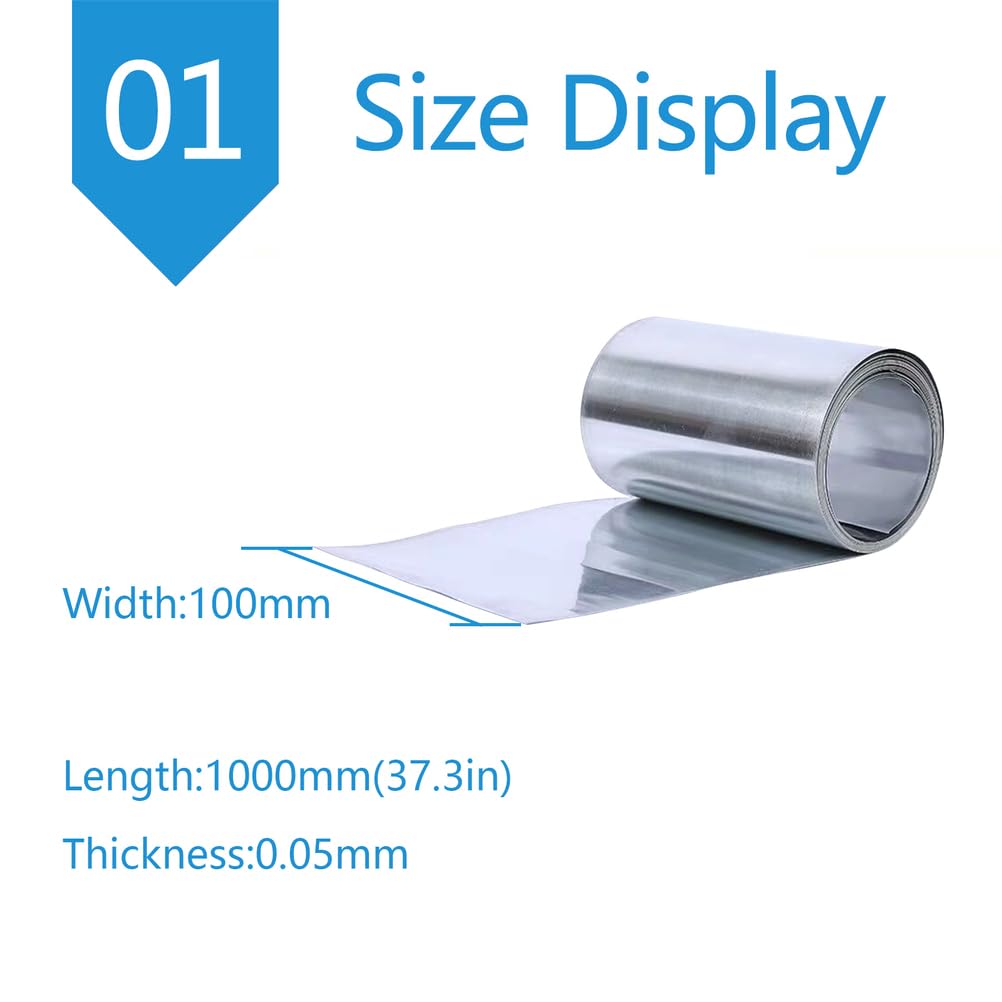 Zinkfolienblech – 1 Meter lange reine Zink-Zn-Platte for Experimente und den industriellen Einsatz(0.05mmx100mm)