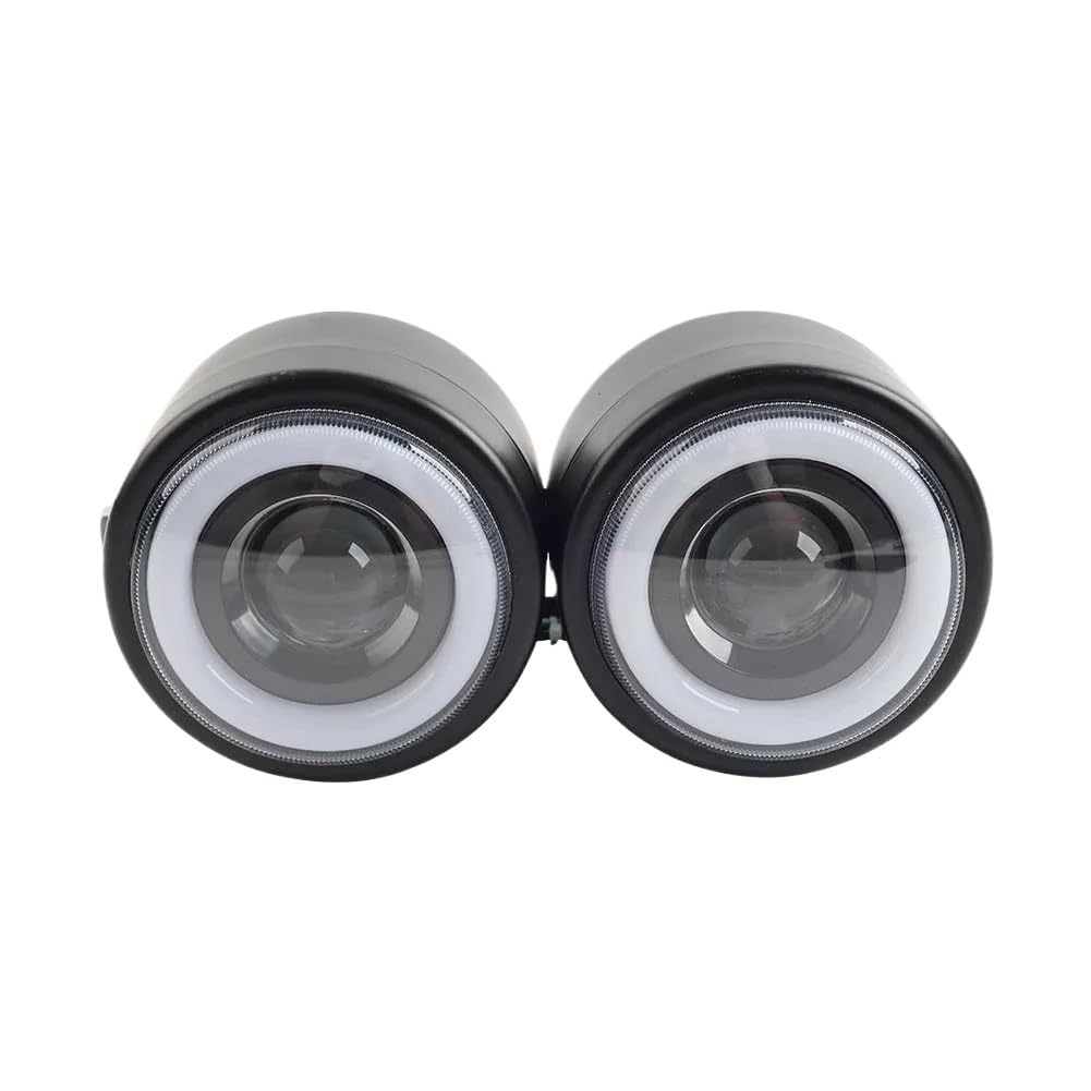 Twin Headlight Motorcycle Dual Lamp Turn Signals For Harley Softail FLSTF FLSTC Street Fighter For Suzuki For Kawasaki For Honda(White-b)