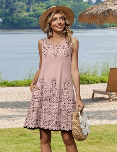 Image of Zeagoo Womens Summer Dress 2026 Sleeveless Casual A-Line Tshirt Sundresses