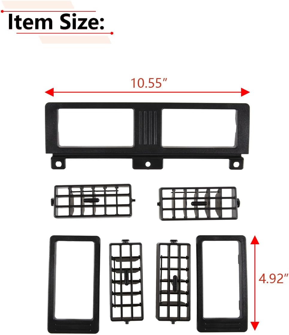 RLB-HILON Dashboard Heater Air Vent Grille Set Compatible with Nissan Navara D21 Hardbody Pickup 1986 to 1997 Year, Black Color