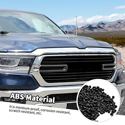 Image of Jimen Compatible with Dodge Ram 2018-2022, 2PCS Front Grille Cover Exterior Trim Accessories (Carbon Fiber)