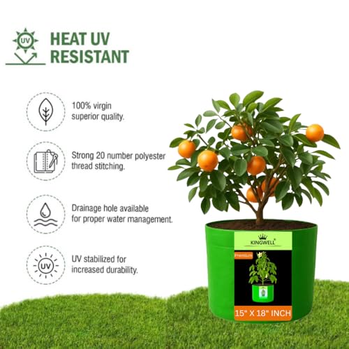Image of Kingwell grow bags 15x18 inch pack of 8 For Terrace Garden Vegetable Plant Grow Bags Fruits Growing Containers For terrece Gardening