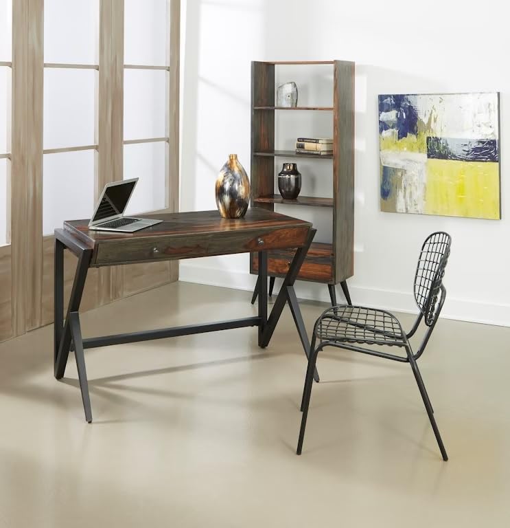 Image of DEMIWALL Sheesham Wooden Finish Study Table for Students Laptop Office Desk Workstation Writing Tables for Study Room Home Wooden Finish Furniture for Study Room Gray Finish (101 X 56 X 76 Cm)
